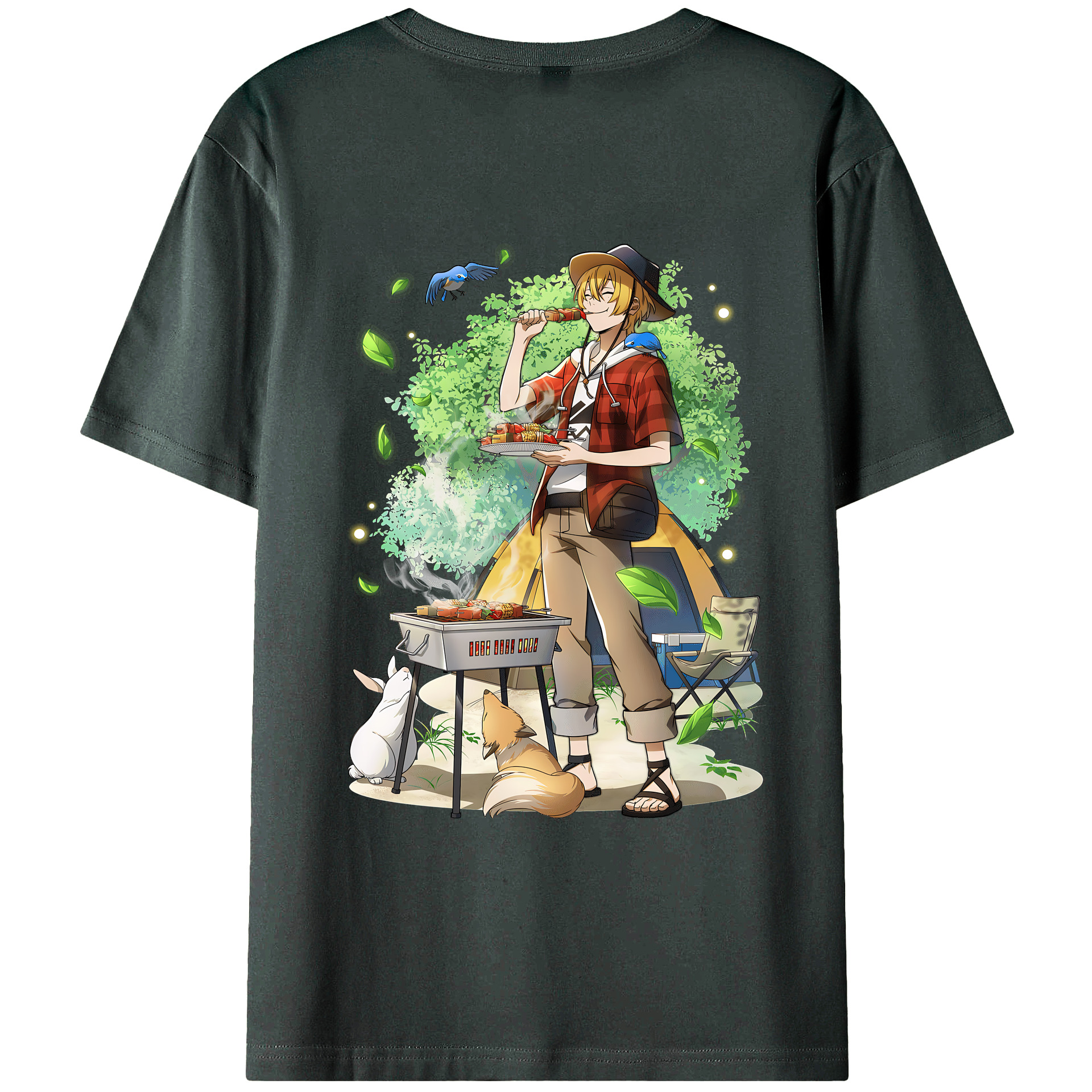（画像用） 文豪ストレイドッグス Bungo Stray Dogs 綿100％ メンズ半袖Tシャツ（バックプリント） 通気性